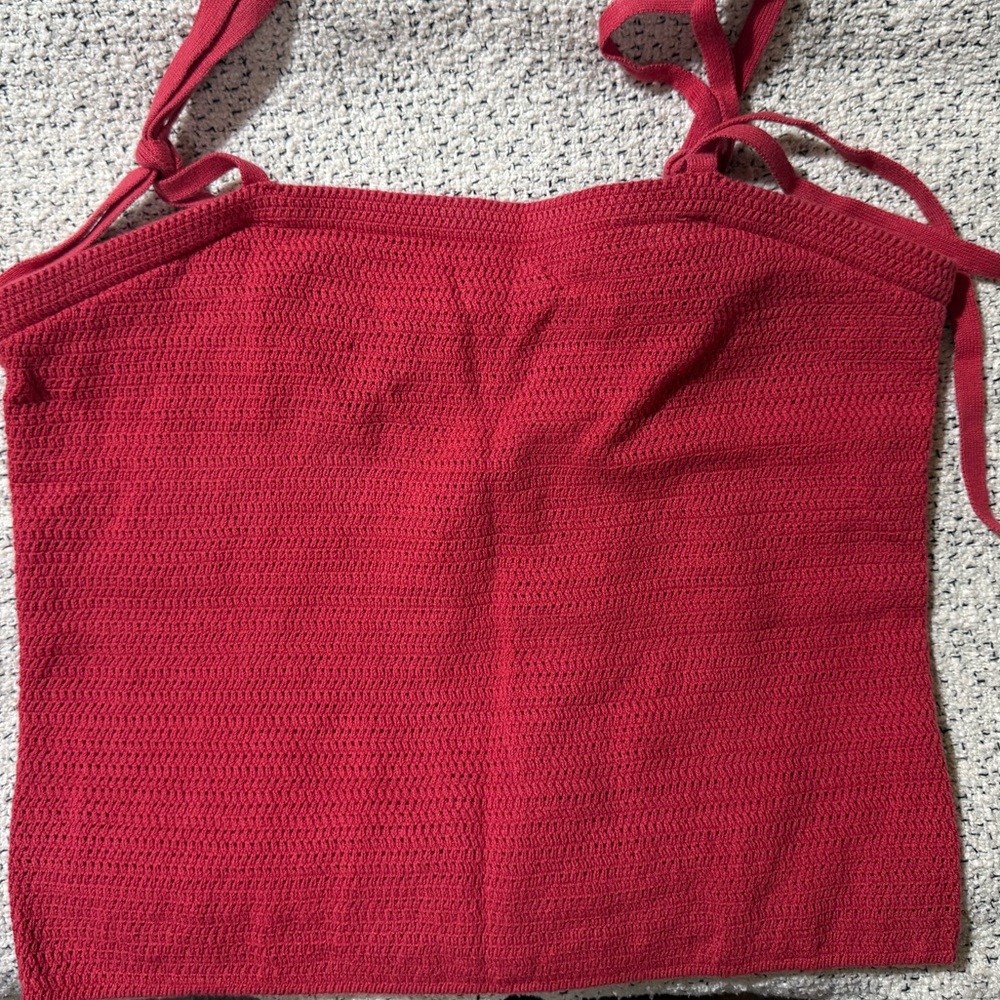 UNIVERSAL THREAD Crochet Knit Tie Shoulder Cami Tank Top Terracotta M